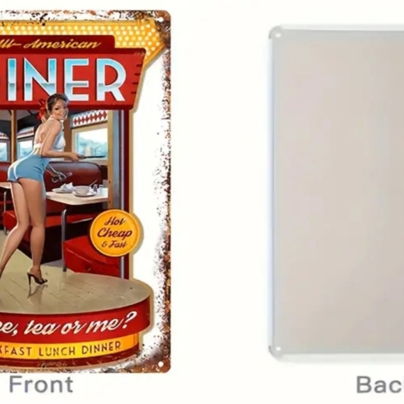 Coffee, Tea or Me Diner Decorative Tin Sign - Picture 3 of 7
